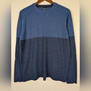 Smartwool Men's Sparwood Navy Color Block Crew Neck Sweater Lightweight Layering